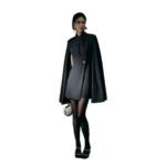 Elegant Cloak Slim Solid Color Single Buckle Dress - Image 2